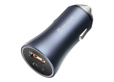 Car Adapter Baseus 40W Golden 1USB+TYPE-C Gray