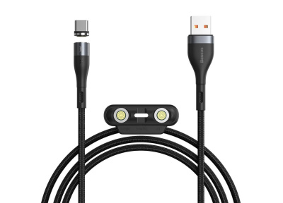 Baseus USB↔M+IP+C Kabel 1M MAGNETIC Black