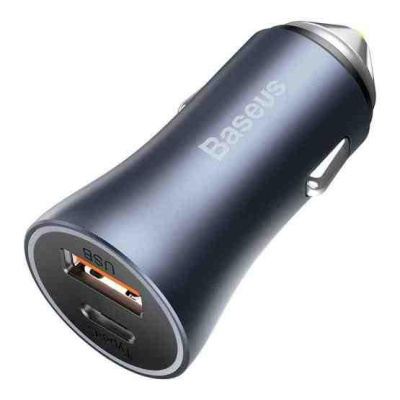 Car Adapter Baseus 40W Golden 1USB+TYPE-C Gray