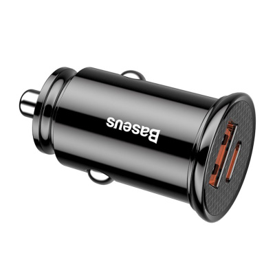 Car Adapter Baseus 30W PPS 1USB+USB-C Black