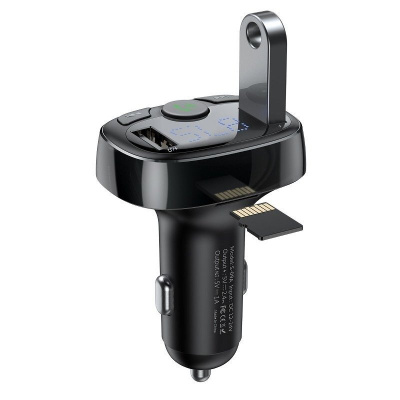 Car FM Baseus Transmitter T Type 1USB+SD Black