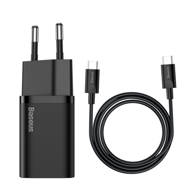 Charger + Kabel TYPE-C↔TYPE-C 25W Baseus SUPER SI Black