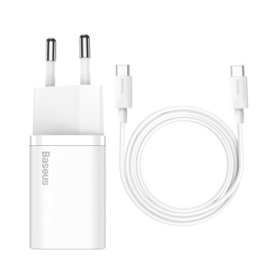 Charger + Kabel TYPE-C↔TYPE-C 25W Baseus SUPER SI White