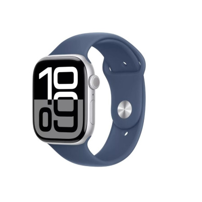 Apple Watch 10 GPS 42mm Silver / Denim Sport Band (S/M size) USB-C / MWWA3QI/A