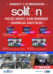 SOLİTON SUMQAYIT MAĞAZASININ 3 YAŞI MÜNASİBƏTİ İLƏ KAMPANİYA!