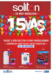 SOLİTON 28 MAY MAĞAZASININ 15 YAŞI MÜNASİBƏTİ İLƏ KAMPANİYA!